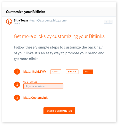 Bitly onboarding email